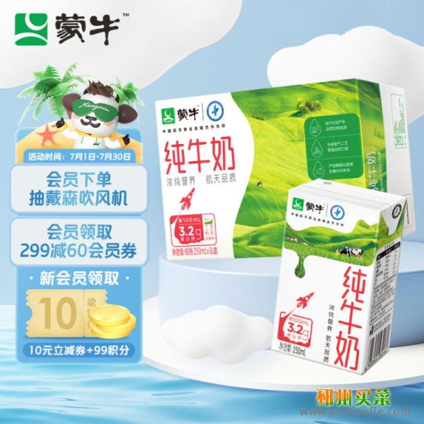 蒙牛 纯牛奶 PURE MILK 250ml*16